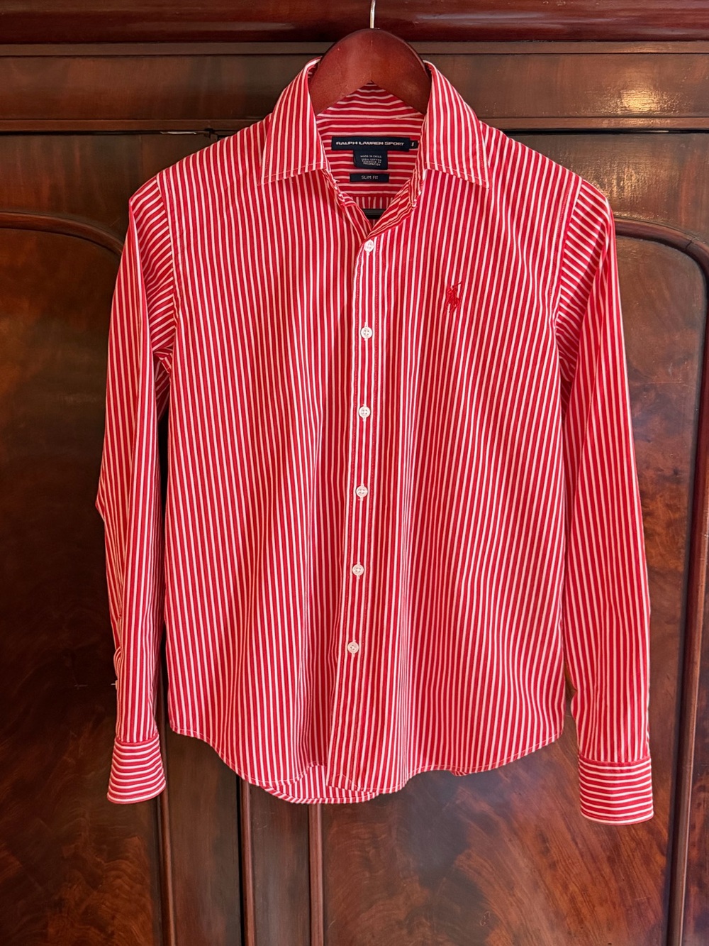 Ralph Lauren Sport Red and White Stripe Dress Shirt